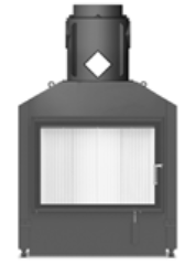 KV HAKA 78/57, otváracie dvierka, oceľový výmenník 90°, čierne, jednoduché presklenie, ľavé (pánty vľavo)