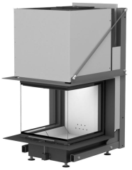 PANORAMA KAMIN horevýsuvné dvierka, 51/50/50/50, 3-stranné sklo, čierne, jednoduché presklenie, rám úzky čierny, s nosnou konštrukciou
