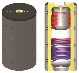 Kombinovaná akumulačná nádrž s dvomi výmenníkmi THKE/R2600 s izoláciou